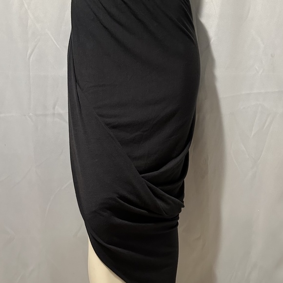 Black Draped Asymmetrical Knit Skirt - Picture 2 of 6